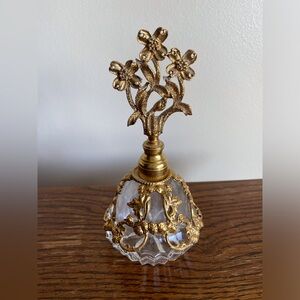 Vintage Gold Floral Perfume Bottle